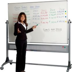 Best-Rite 669RH-DD Platinum Mobile Reversible Whiteboard Easel, 4 x 8 Feet Panel Size, Porcelain Steel Markerboard Surface, Porcelain Steel Magnetic