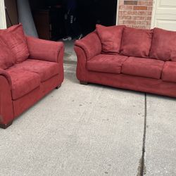 Red Couch And Loveseat Set