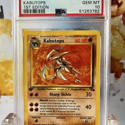 PSA 10 1st Edition Kabutops Non-holo Pokemon Fossil