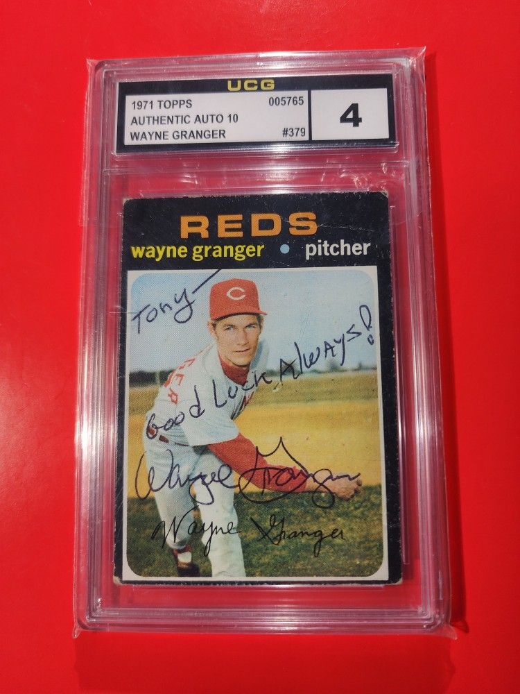 WAYNE GRANGER 1971 TOPPS #379 HARD SIGNED AUTOGRAPH EJE GEM-MINT 10.OVERALL 4