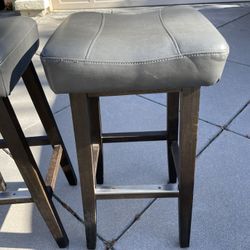 Two Leather Top Bar Stools