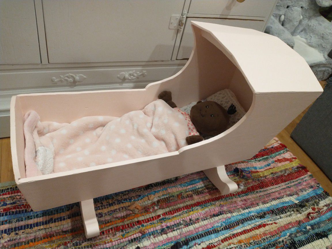 Pink Doll Cradle for Nursery or Playroom