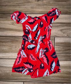 Express Red Tropical Print Off-Shoulder Romper