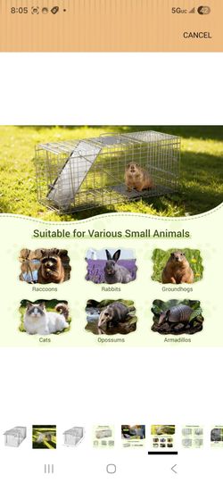 Live Animal Cage Trap 32" X 12.5" X 12" w/Iron Door Steel Cage Catch Release Humane Rodent Cage for Rabbits, Stray Cat, Squirrel, Raccoon, Mole, Gophe
