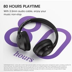 Over Ear Headphones Wireless 80H Playtime, Bluetooth Headphones Over Ear with 3 EQ Modes, Built-in ENC Mic, Deep Bass, HiFi Stereo Foldable 5.4 Blueto