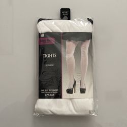 WHITE TIGHTS/STOCKING ADULT PLUS SIZE