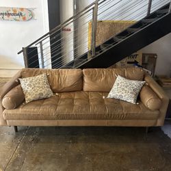 Tan Leather Couch Poly And Bark
