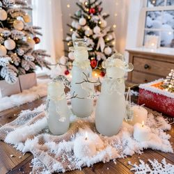 ❄️☃️ Beautiful Frosted Glass Snowman Trio – Winter & Christmas Décor ☃️❄️