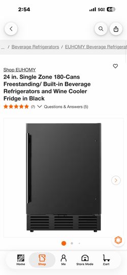 Shop EUHOMY 24 in. Single Zone 180-Cans Freestanding/ Built-in Beverage Refrigerators and Wine Cooler Fridge in Black