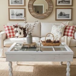 1920s Beach Window Coffee Table - Distressed Farmhouse