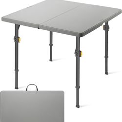 34" Square Folding Card Table, Two Heights Adjustable, Max Load 200 lbs, Portable Table with Lock Button, for Indoor/Outdoor, Home, Parties, 