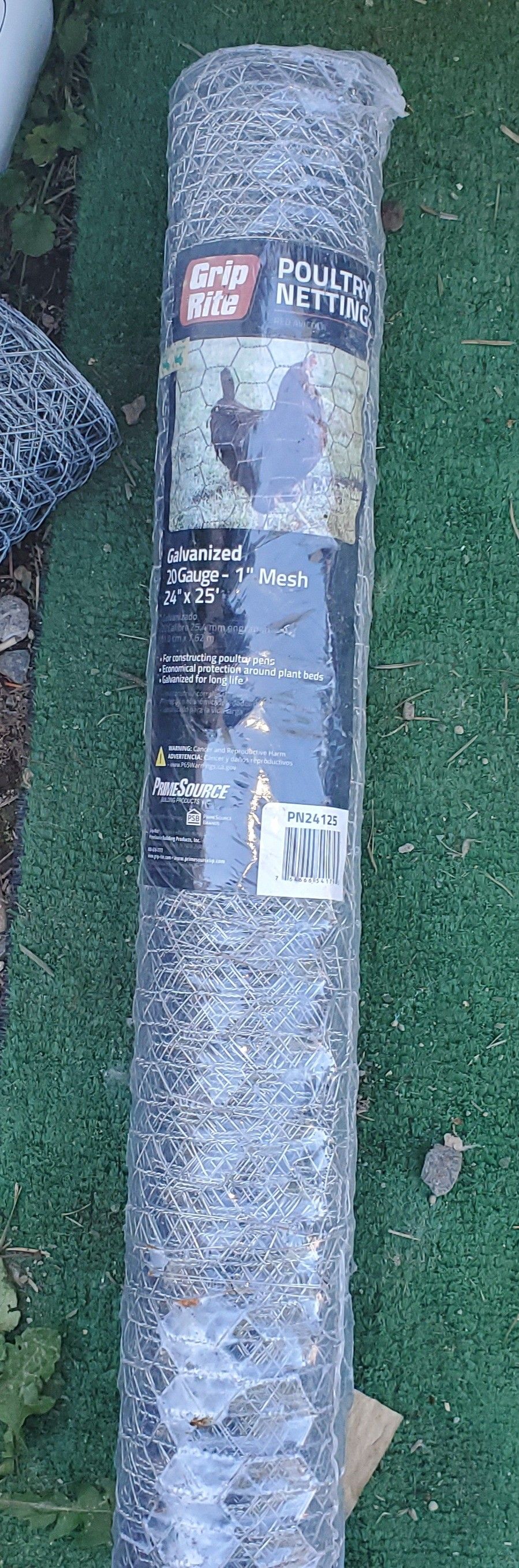 Poultry Netting, 20 Guage, 1" Mesh, 24x25
