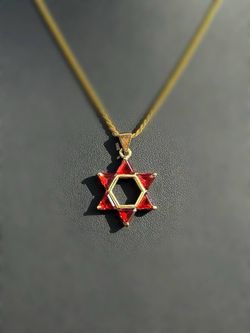 Jewelry 14k solid yellow gold Star of Remphan ✡️ red agate 3.00CTW Pendant charm