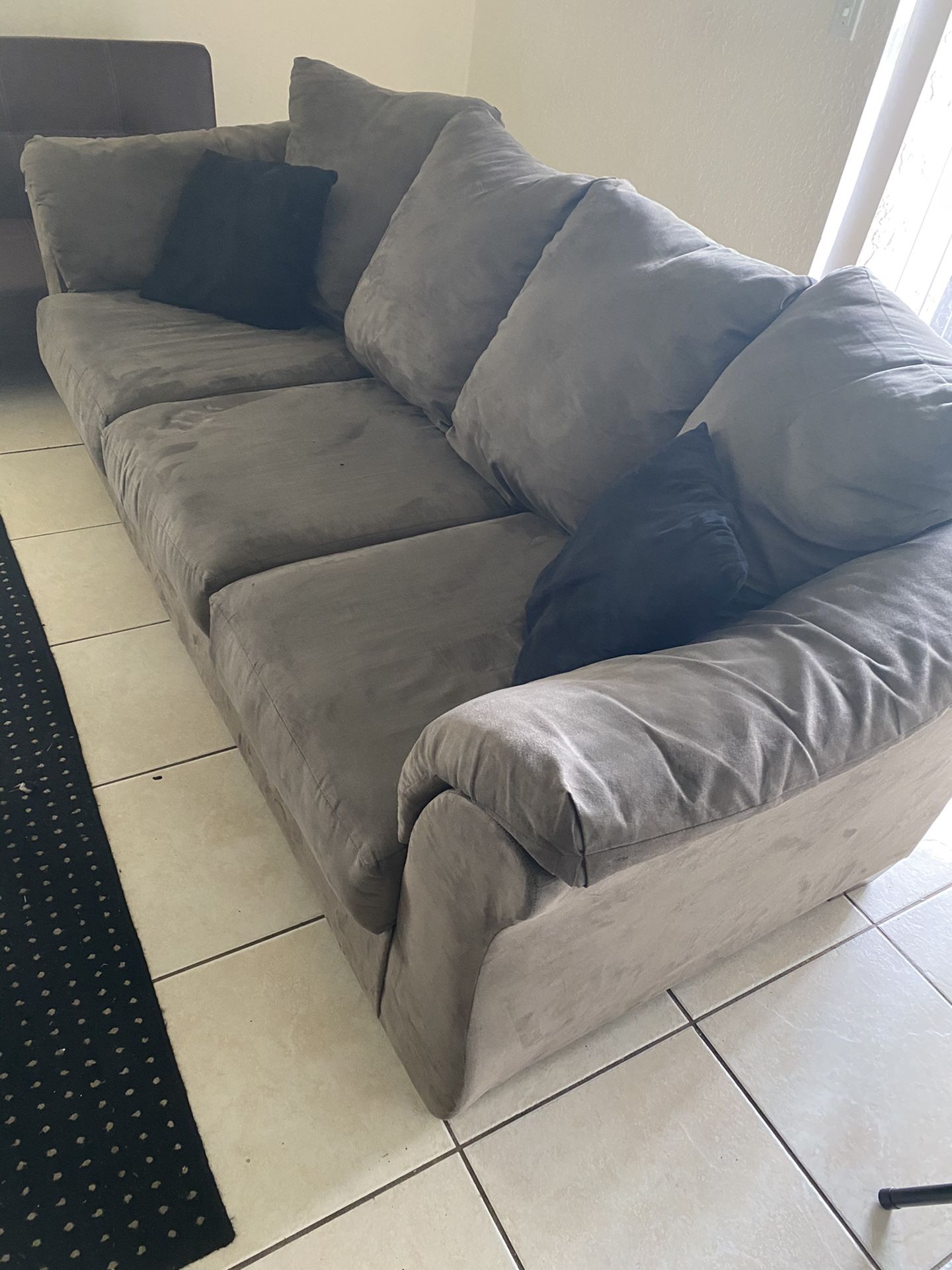 Slate Grey Suede Couch