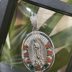 Women’s 925 Sterling Silver Pendant Virgen De Guadalupe 