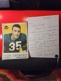 RICK CASARES HAND WRITTEN &SIGNED GREETING CARD BEARS W/COA & print