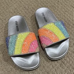 Steve Madden Rhinestone Bling Comfy Slip On Flats Slide Sandals Size 2