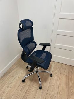 Blue Mesh Ergonomic Office Chair with Headrest