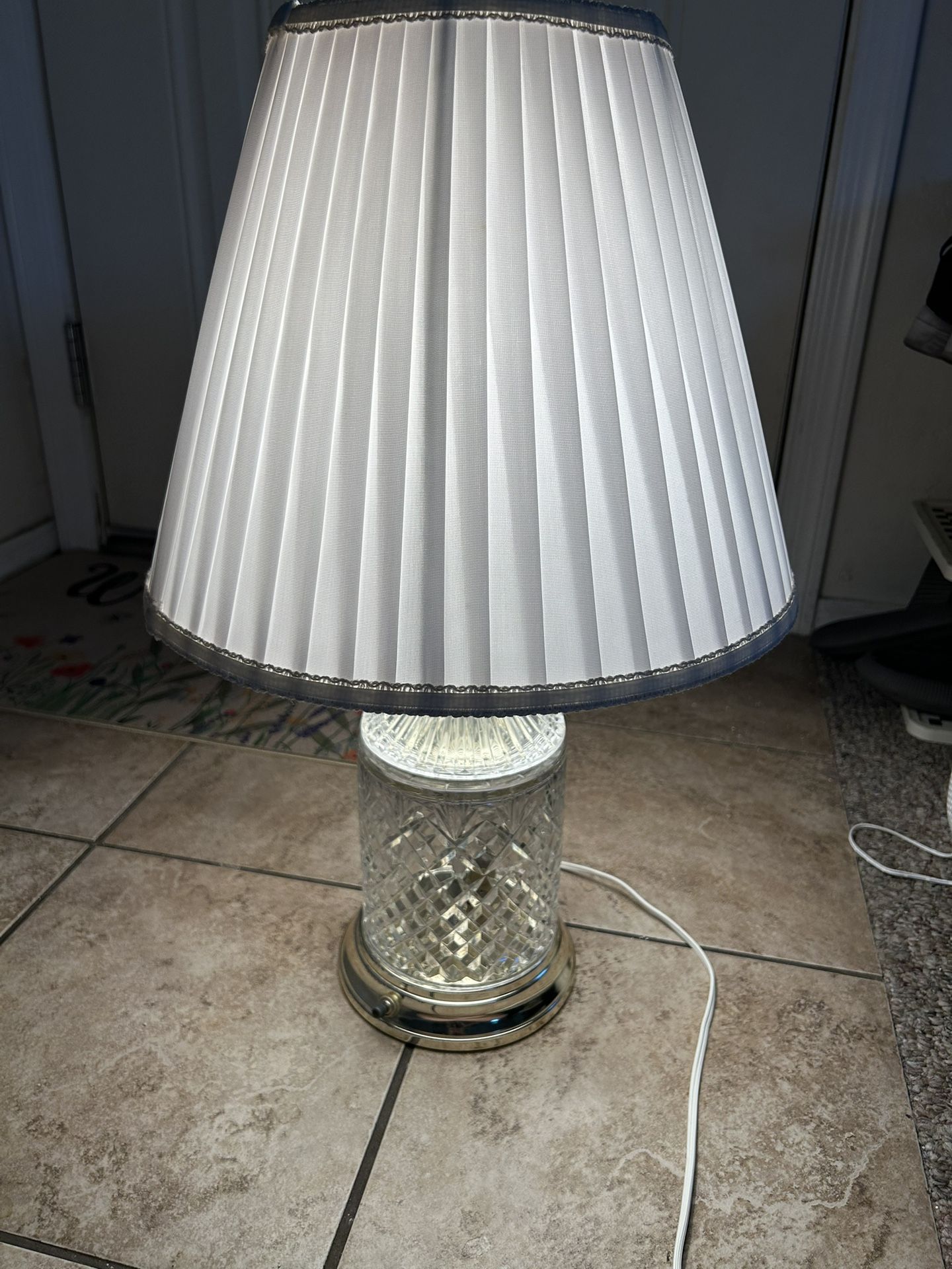 Waterford Cut Crystal Electric Lamp 15" Tall Bell Shape Cross