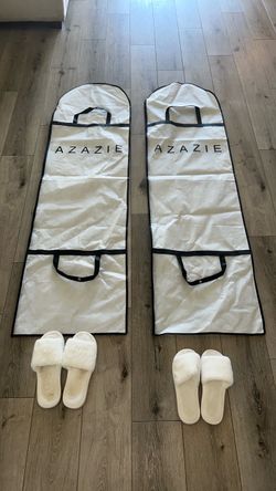 Azazie dress covers and slippers