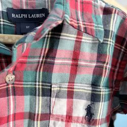 Ralph Lauren 3T Plaid Christmas Flannel Button-Down