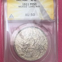 1911 AU Mexico Silver Peso Caballito Coin