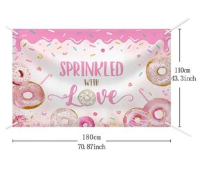 Donut Baby Sprinkle Backdrop Sprinkled with Love Donut Baby Shower Background Girl Baby