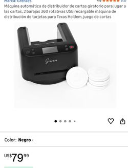 Automatic rotary card dealer machine for card games, 2 decks 360° rotating USB rechargeable card dealing machine for Texas Holdem, card games