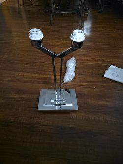 Modern Double Table Lamp – Elegant Chrome Base