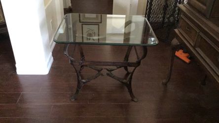 Iron and Glass Top Coffee Table