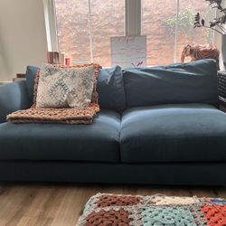West Elm Petrol Blue Sofa/Couch (Sectional)