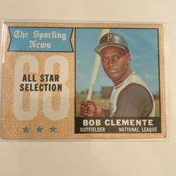 1968 Topps - Sporting News All-Stars Called Bob On Card #374 Roberto Clemente