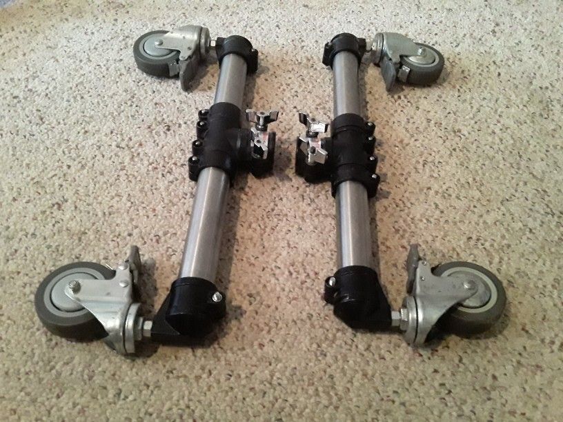 (*Very Rare to Find*) Vintage Tama Stainless Steel Drum Rack T-leg Feet Kit with Locking Casters