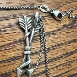 James Avery Retired Sterling Silver Crossed Paths Pendant With James Avery Sterling Chain Necklace 