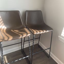 Brown Vegan Leather Bar Stool