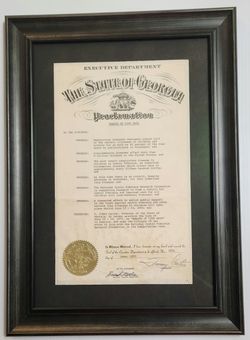 State of Georgia Proclamation Signed Governor President Jimmy Carter 1973 - PSA
