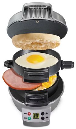 Hamilton Beach Breakfast Sandwich Maker with Timer - Dark Gray - 25478: Nonstick, Cool Touch Handle, 600W, Dishwasher-Safe