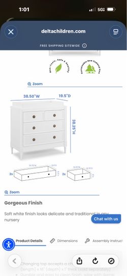 Brand new! Delta Children Madeline 4 Drawer Dresser with Changing Top