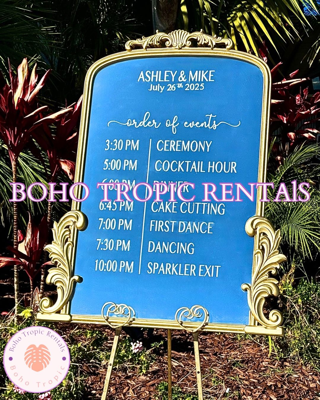 Wedding Timeline Order of Events Mirror Sign