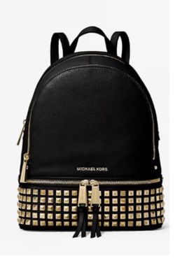 Micheal Kors Black Rhea Studded Leather Backpack