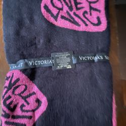 Victorias Secret Pink Heart Black Throw COZY Blanket NWT