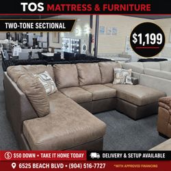 Double Chaise Leather Sectional 🚚WE DELIVER🚚