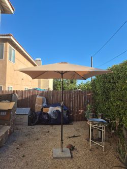 6.5" ft square market umbrella patio color: tan kaky base not included