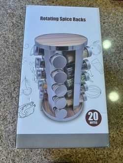 NEW- 360 -Rotating Spice Rack (20 Glass Jars)