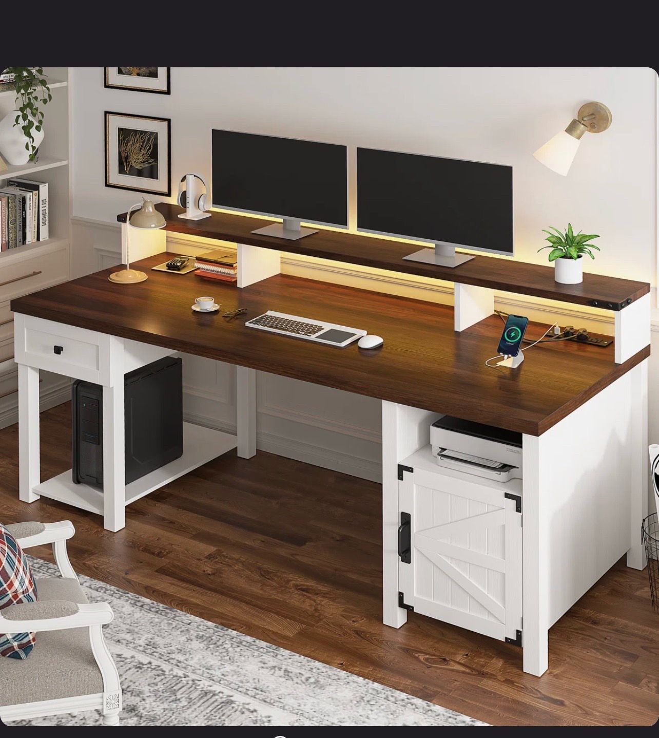 55’’ Brand New Computer Desk with Monitor Stand - Desk With Drawers -