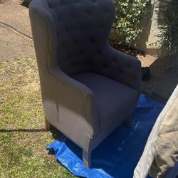 High Back Upholstered Armchair - Light Grey $70 OBO