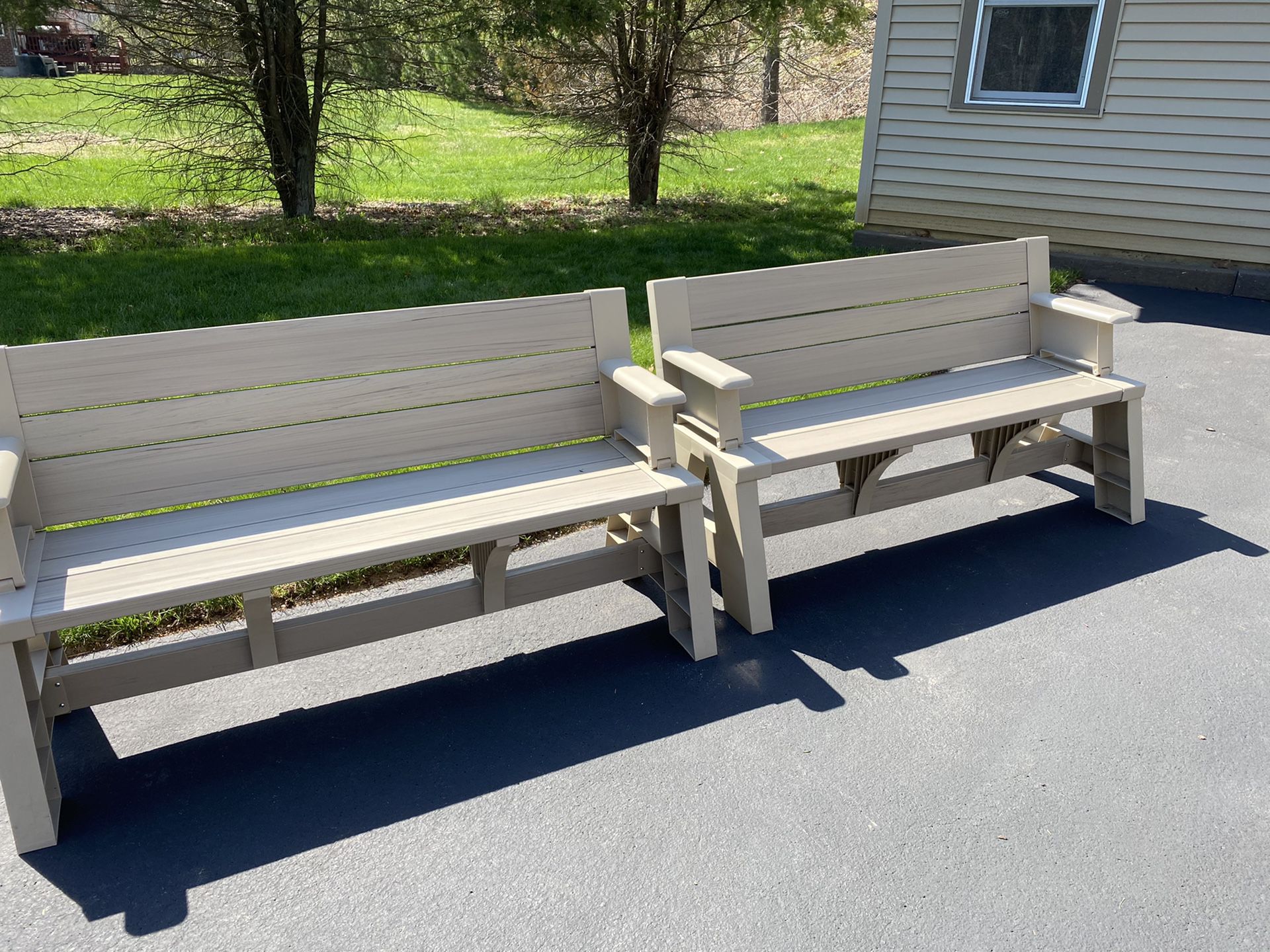 Like new outdoor TWO Convert A Bench Picnic Table