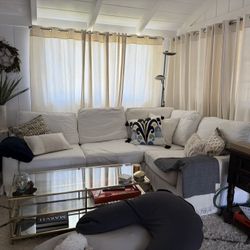 Pottery Barn Square Arm Slip covered Sectional Sofa — Needs New Slipcovers