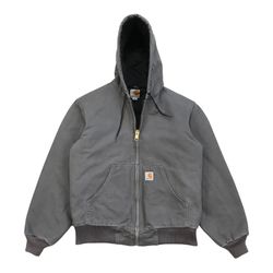 Vintage Carhartt Jacket Small S Mens Gray Hoodie Duck Canvas Quilted USA J140