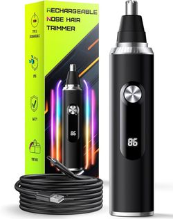 Brand New Unopened    Nose Hair Trimmer for Men and Women, USB Rechargeable Electric Facial and Ear Hair Remover with LED Display, Dual-Edge Blades fo